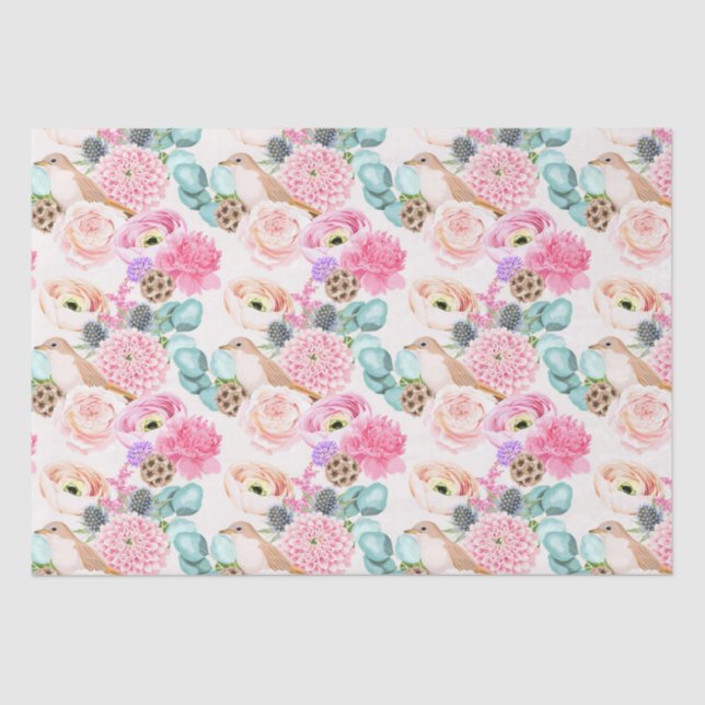 Seda Papel para tecidos de padrão floral (Frente )