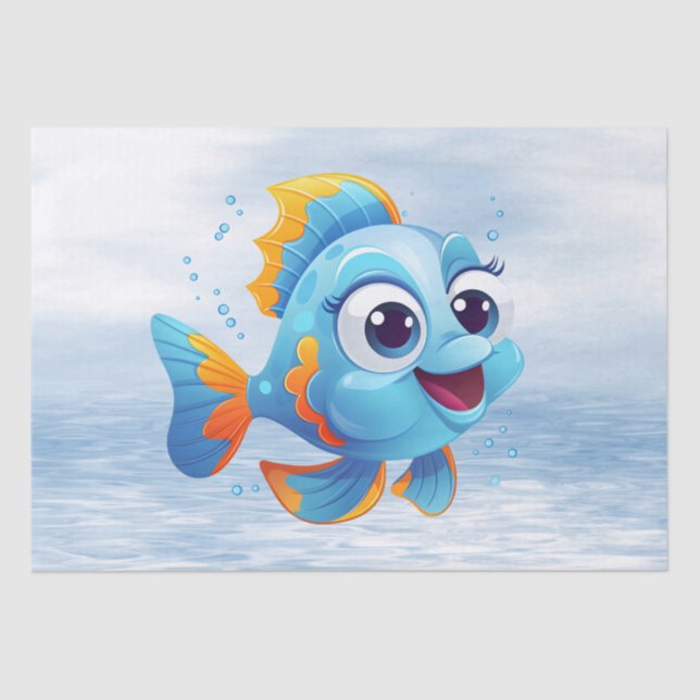 Seda Papel para tecidos de peixe azul (Frente )