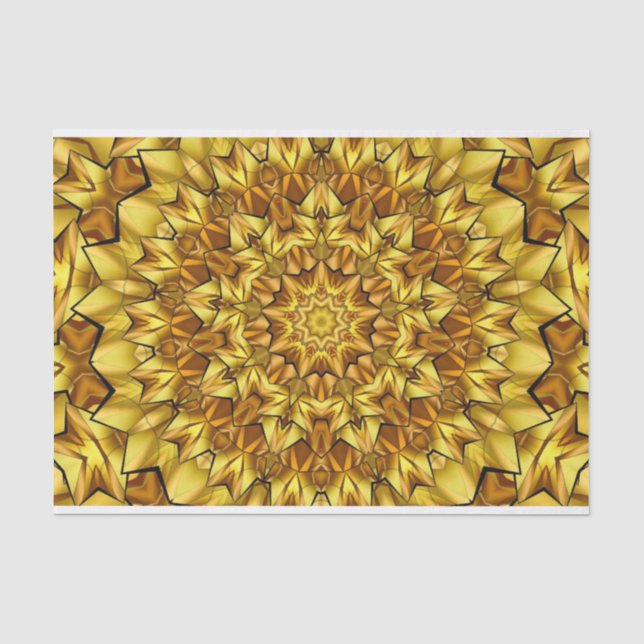 Seda papel para tecidos geométricos de abstrato de ouro (Frente )