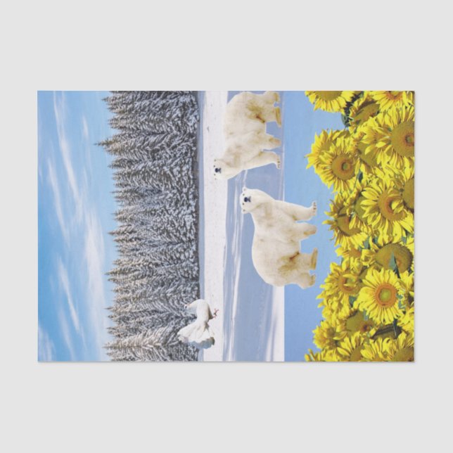 Seda Papel Para Tecidos Polares De Girassol Floral (Frente )