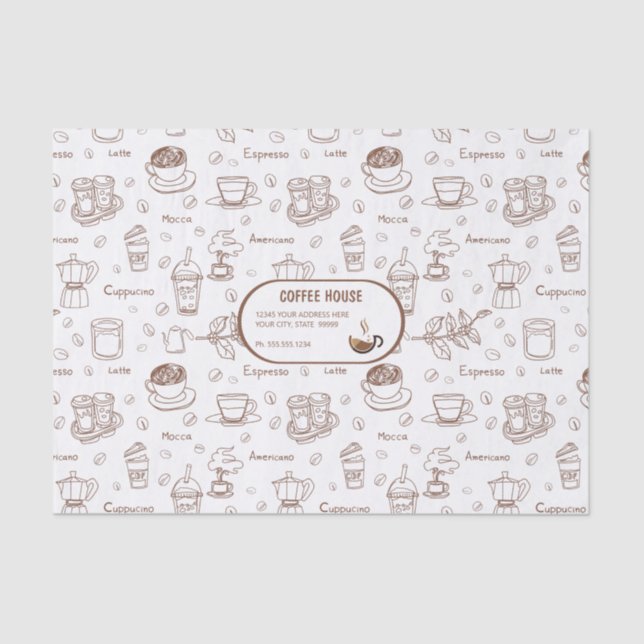 Seda Papel Personalizado de Padrão de Café Moderno (Frente )