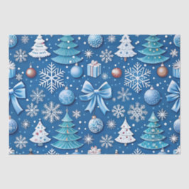 Seda Papel sofisticado de moldagem de Natal Azul para