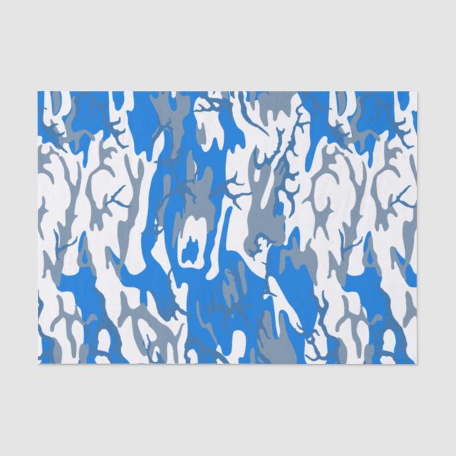 Seda Papel Tecido Azul Camo Azul De Água Gelo (Frente )
