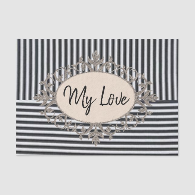 Seda Papel Tecido - Black Stripes de Praia (Frente )