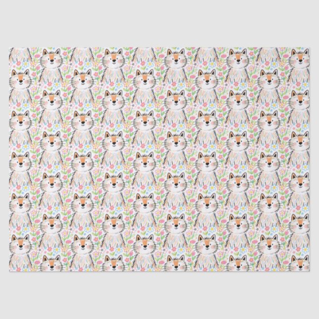 Seda Papel Tecido Branco de Gato Rabiscado (Frente )