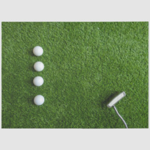 Seda Papel Tecido com Bola de Golfe em Fundo de Grama V
