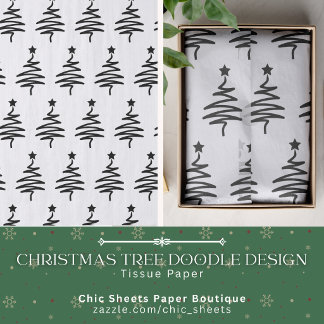 Seda Papel Tecido com Desenho de Árvore de Natal