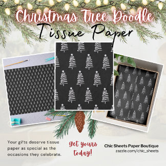 Seda Papel Tecido com Desenho de Árvore de Natal