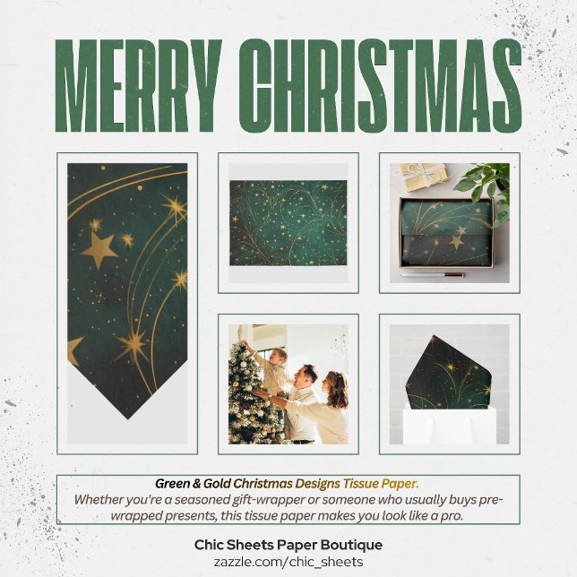 Seda Papel Tecido com Desenhos de Natal Verde e Dourado (Criador carregado)