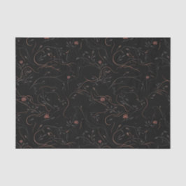 Seda Papel Tecido com Estampa Floral Escura em Arte de