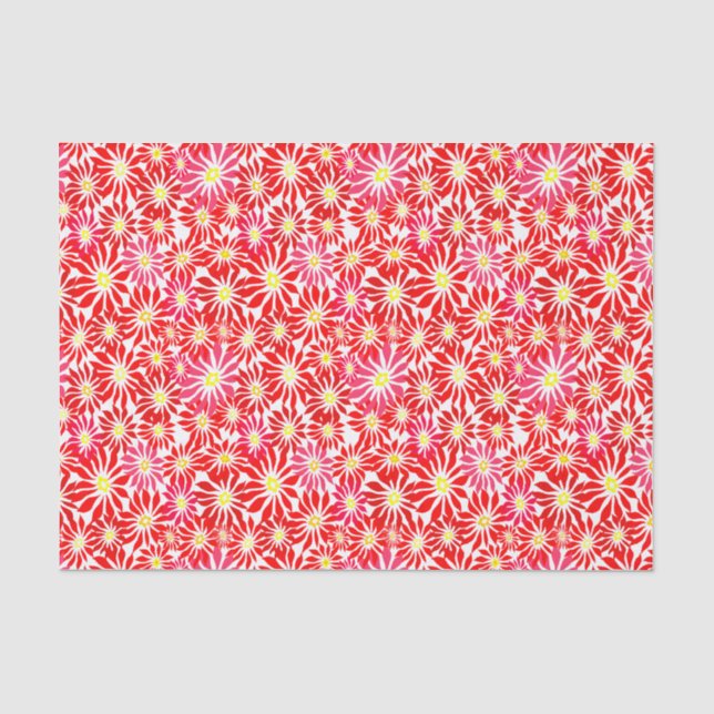 Seda Papel Tecido com Flor de Poinsettia Vermelha (Frente )