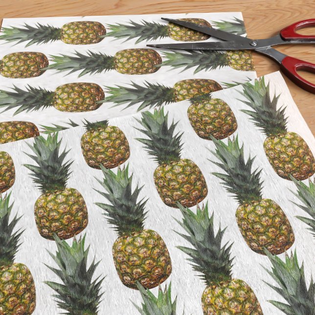 Seda Papel Tecido com Padrão de Abacaxi Tropical (🍍 Great for summer gifts and crafting 🍍)