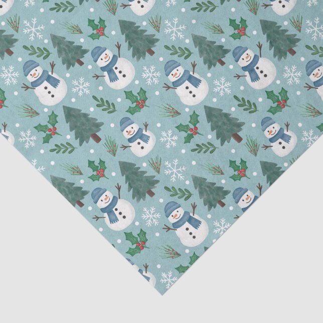 Seda Papel Tecido com Padrão de Bonecos de Neve de Nata (Detalhes)
