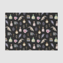 Papel Tecido com Padrão de Elementos de Halloween