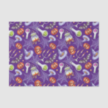 Papel Tecido com Padrão de Elementos de Halloween