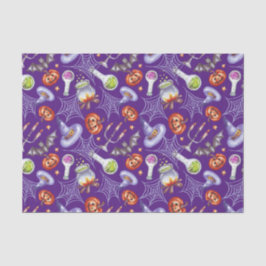 Seda Papel Tecido com Padrão de Elementos de Halloween 