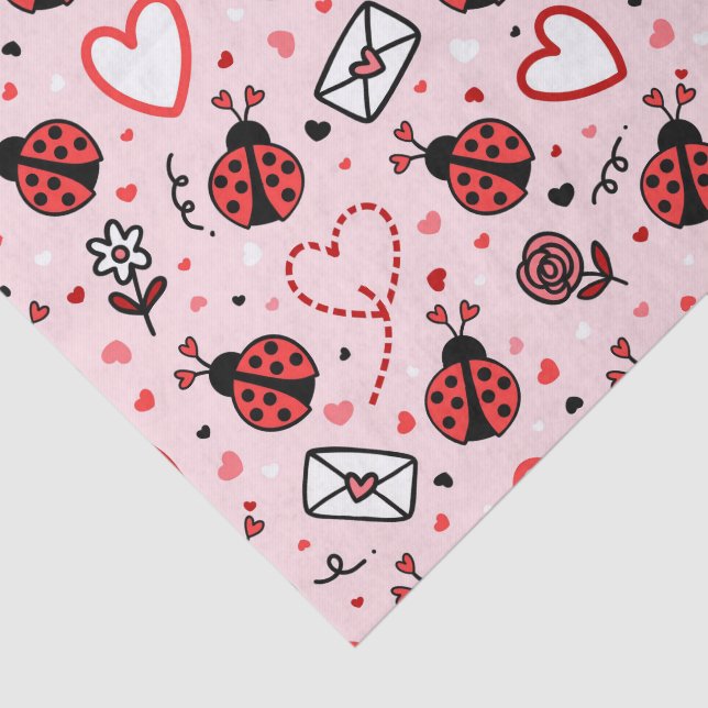 Seda Papel Tecido com Padrão de Joaninha Fofa (Detalhes)