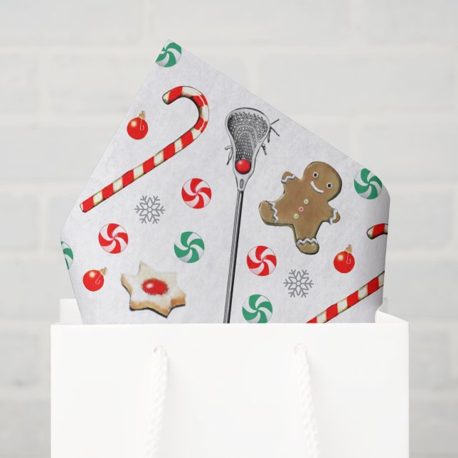 Seda Papel Tecido com Padrão de Natal de Lacrosse (Sacola de presentes)
