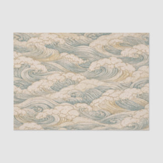 Seda Papel Tecido com Padrão de Onda Japonesa