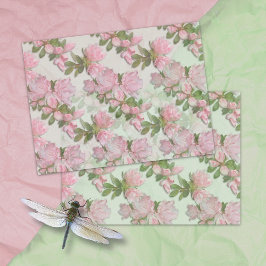 Seda Papel Tecido com Padrão Floral de Azaléias Rosa