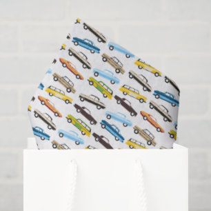 Seda Papel Tecido de Carros Antigos 