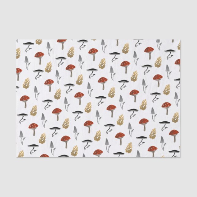 Seda Papel Tecido de Colheita de Cogumelos - Branco (Frente )
