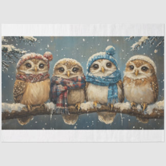 Seda Papel Tecido de Coruja de Natal