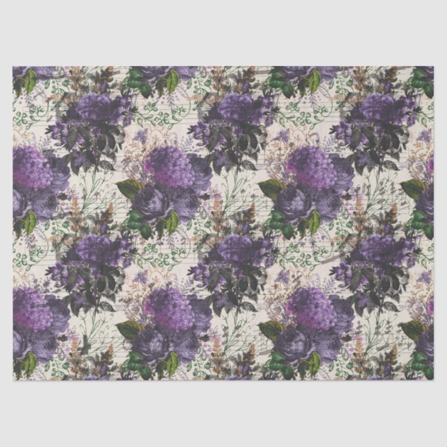 Seda Papel Tecido de Decopaginação de Rosa Roxo Vintage (Frente )