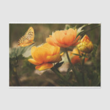 Papel Tecido de Decoupage da Borboleta Flor do Jar