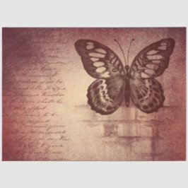 Seda Papel Tecido de Decoupage da Borboleta Vintage