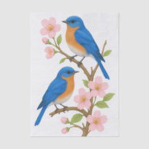 Papel Tecido de Decoupage de Bluebird e Blossomas