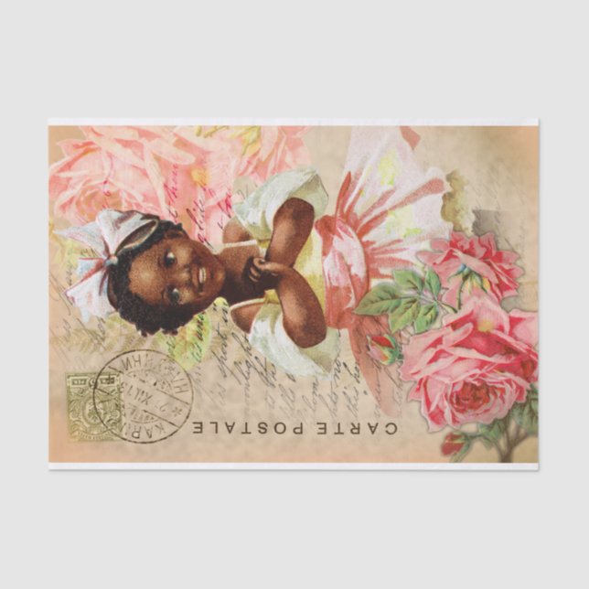 Seda Papel Tecido de Decoupage de Cartão-Postal para Be (Frente )