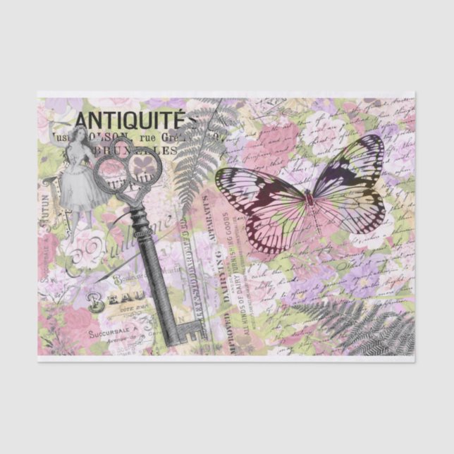 Seda Papel Tecido de Decoupage de Chave de Borda (Frente )
