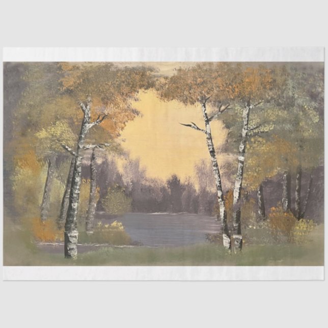 Seda Papel Tecido de Decoupage de Florestas Eetéreas (Frente )