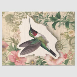 Seda Papel Tecido de Decoupage de Hummingbird Vintage