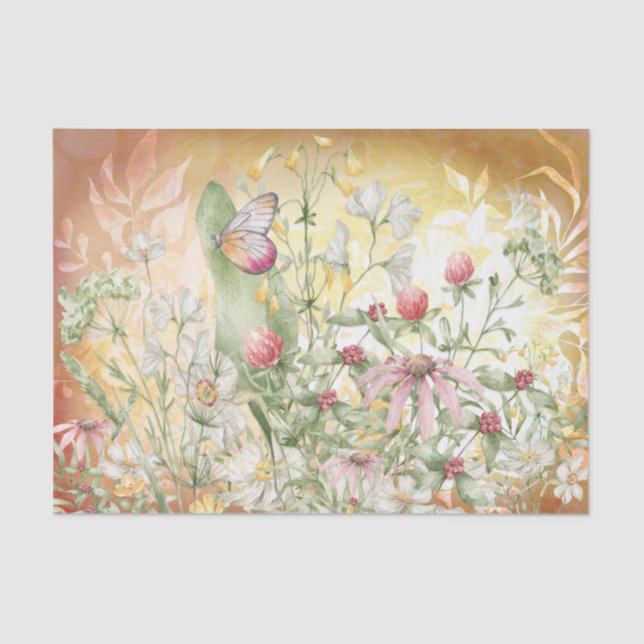 Seda Papel Tecido de Decoupage de Jardim Floral (Frente )