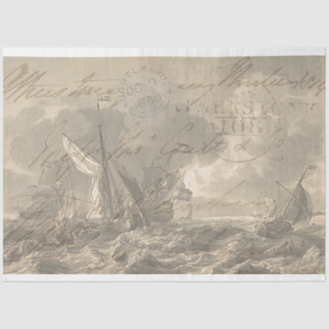 Seda Papel Tecido de Decoupage de Mobiliário Náutico (Frente )