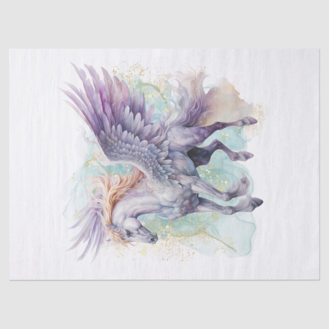 Seda Papel Tecido de Decoupage de Pegasus Watercolor (Frente )