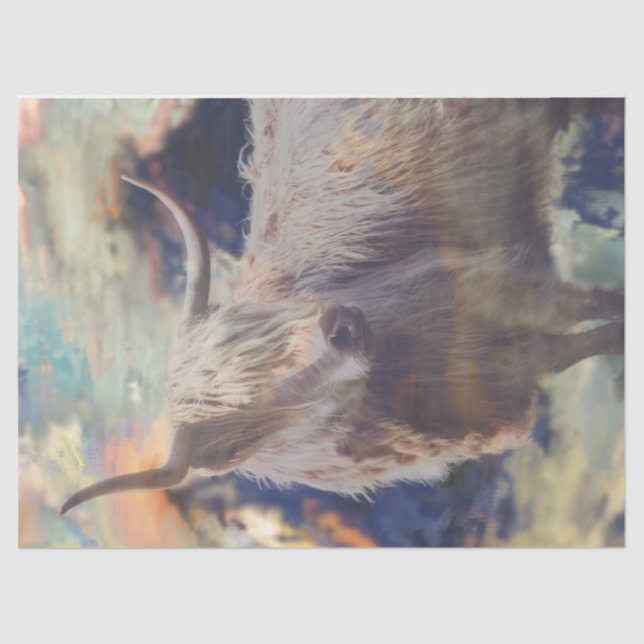 Seda Papel Tecido de Decoupage de Suspensão de Vaca em  (Frente )