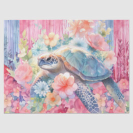 Seda Papel Tecido de Decoupage de Tartarugas do Mar Flo