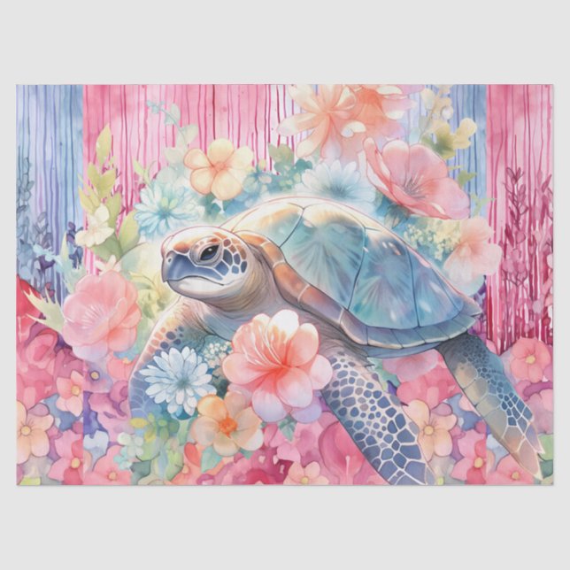 Seda Papel Tecido de Decoupage de Tartarugas do Mar Flo (Frente )