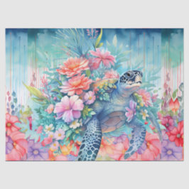 Seda Papel Tecido de Decoupage de Tartarugas do Mar Flo