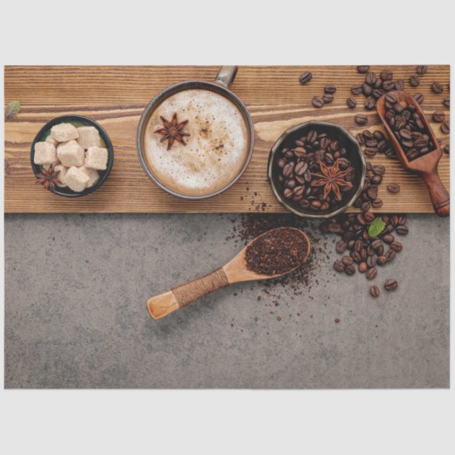 Seda Papel Tecido de Decoupage do Café (Frente )