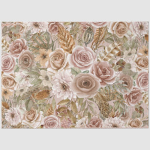 Seda Papel Tecido de Decoupage Floral de Boho Russo