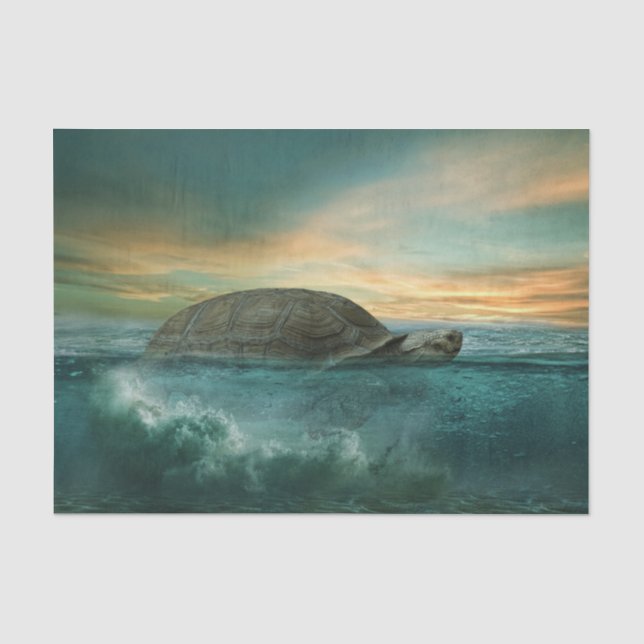 Seda Papel Tecido de Decoupage Gigante de Tartaruga Mar (Frente )