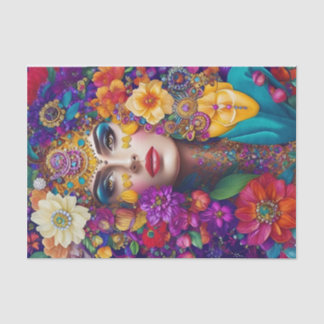 Seda Papel Tecido de Descamação de Trendência Floral Bl