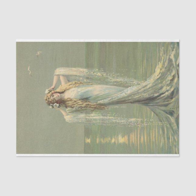 Seda Papel Tecido de Desvinculação Vintage Sereia Ninfô (Frente )