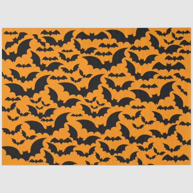 Seda Papel Tecido De Enxame De Bat Halloween - Orange S (Frente )