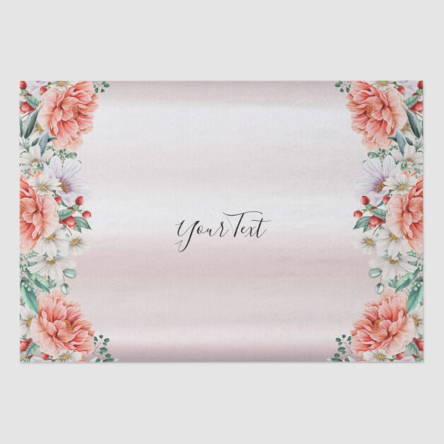 Seda Papel Tecido de Flor de Peônia Aquarela (Frente )