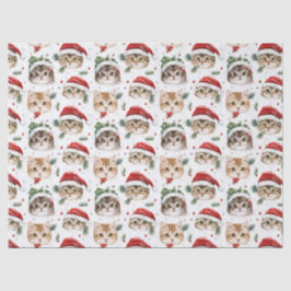 Seda Papel Tecido de Gato de Natal